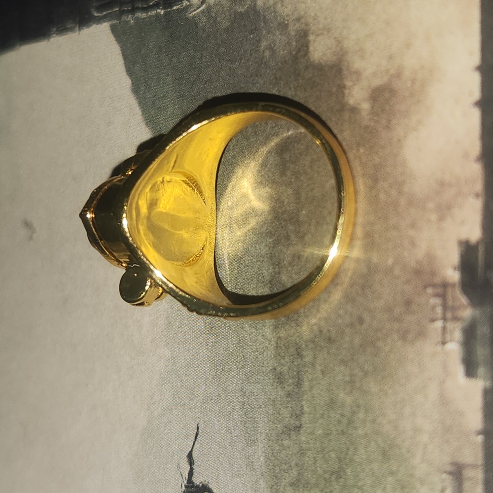 Gold Poison Ring with Orange Gemstone Size 7 - Picture 14 of 15